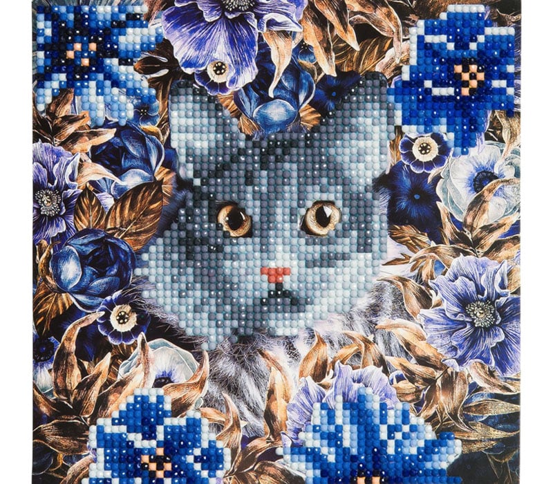 Crystal Art Card Kit Cat & Flowers