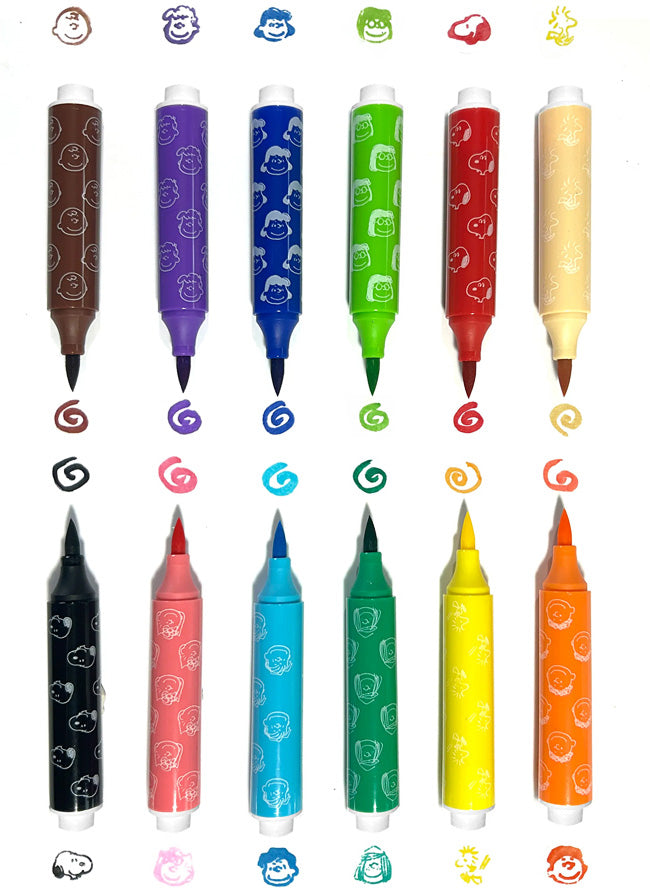OOLY x PEANUTS Double-Ended Brush & Stamp Markers