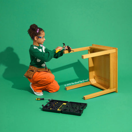 Kids Deluxe Tool Set with Leather Tool Belt & Safety Goggles