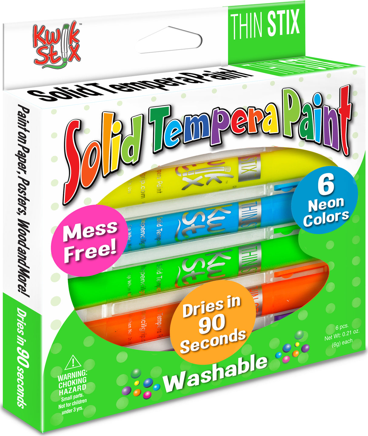 Thinstix Tempera Paint 6 Thin Neon Colors
