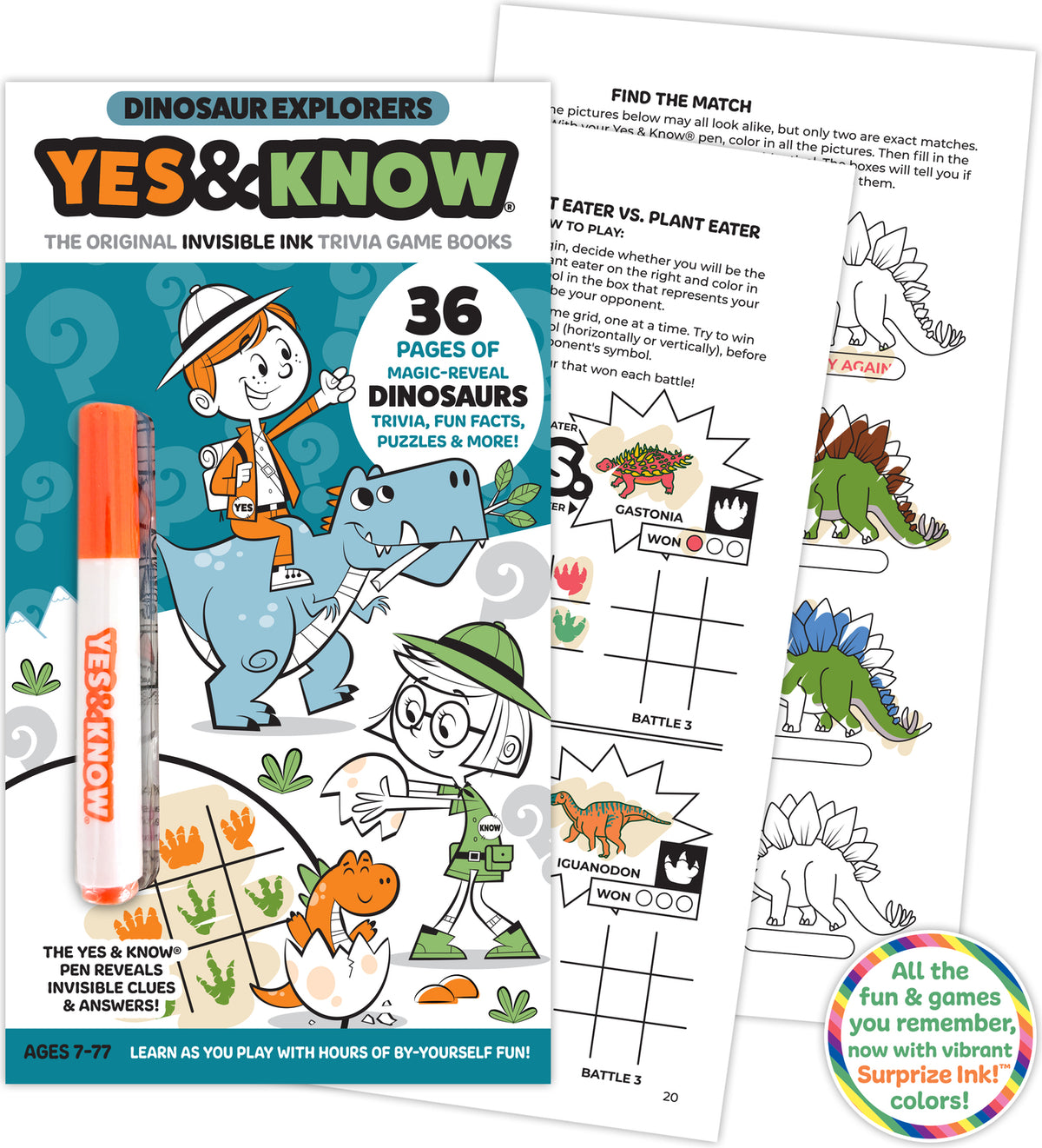 The Original Yes and Know Invisible Ink Trivia Game Books: Dinosaur Explorers