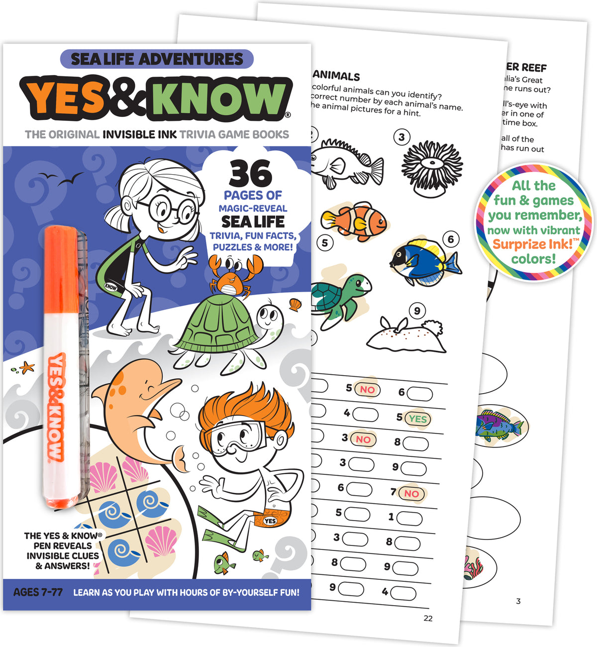 The Original Yes and Know Invisible Ink Trivia Game Books: Sea Life Adventures