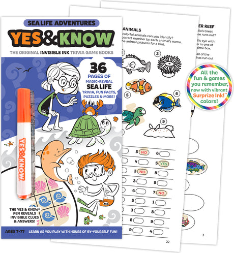 The Original Yes and Know Invisible Ink Trivia Game Books: Sea Life Adventures