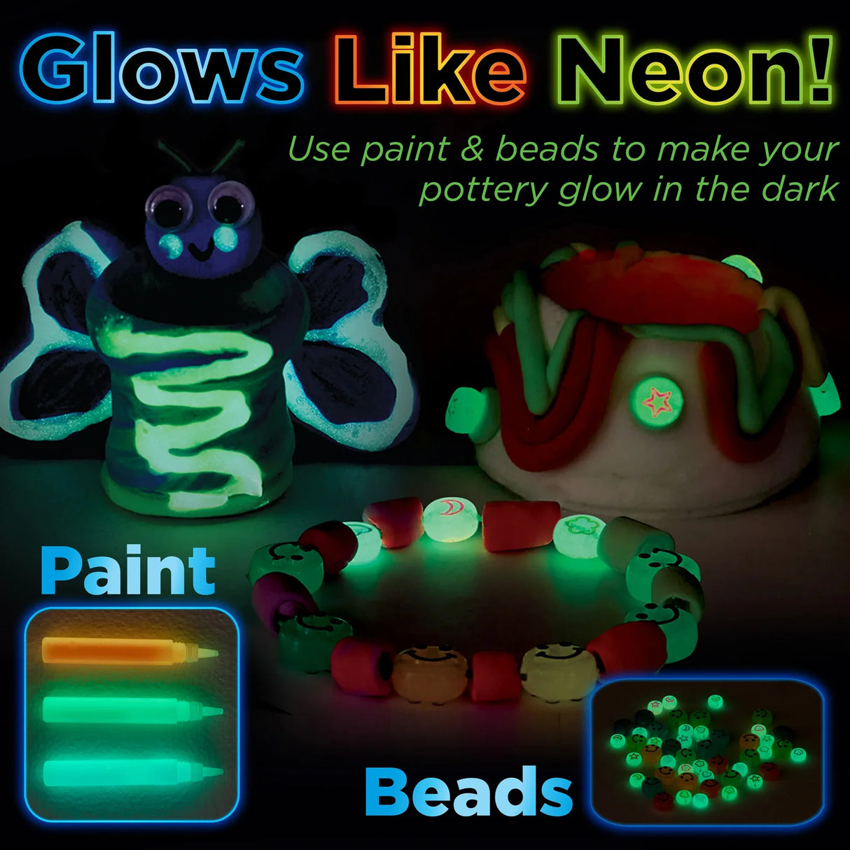 Neon Glow Pottery Studio