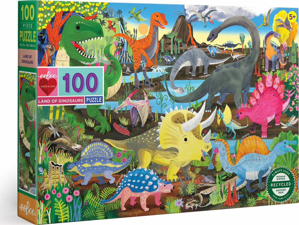 100 pc Land of Dinosaurs Puzzle - Toy Box MichiganToy Store