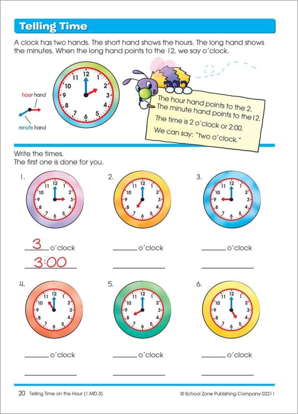 Time, Money & Fractions Grades 1-2 Workbook