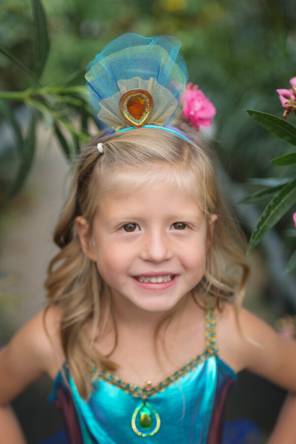 Pretty Peacock Dress & Headband (Size 5-6)