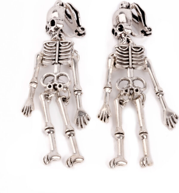 Spooky Scary Skeleton Clip On Earrings